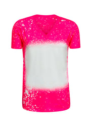 ILTEX Apparel Adult Clothing Pink / Small V-Neck FAUX Bleached Tees