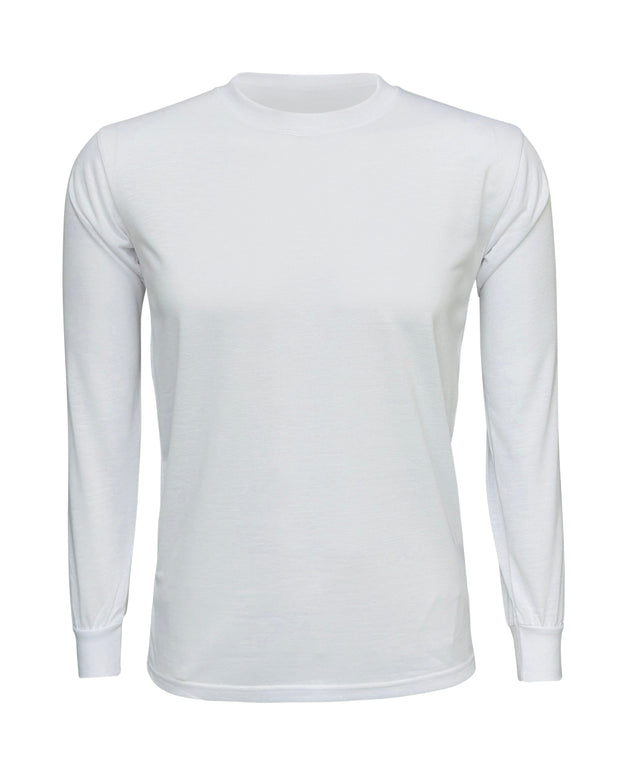 ILTEX Apparel Adult Clothing Polyester White Cotton-Feel Long Sleeve Tee