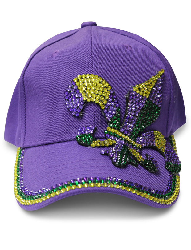 ILTEX Apparel Caps HT1005 - Mardi Gras Purple Fleur De Lis Hat