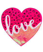ILTEX Apparel Chenille Patches CP1006 - Love Leopard Heart Chenille Sequin Patch