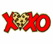 ILTEX Apparel Chenille Patches CP1027 - 'XOXO' Leopard Red Chenille Patch