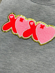 ILTEX Apparel Chenille Patches CP1029 - 'XOXO' Red Pink Heart Chenille Patch (Small)