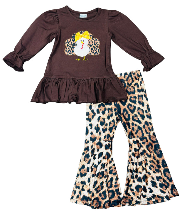 ILTEX Apparel Kids Clothing Turkey Thanksgiving Brown Cheetah Outfit Kids