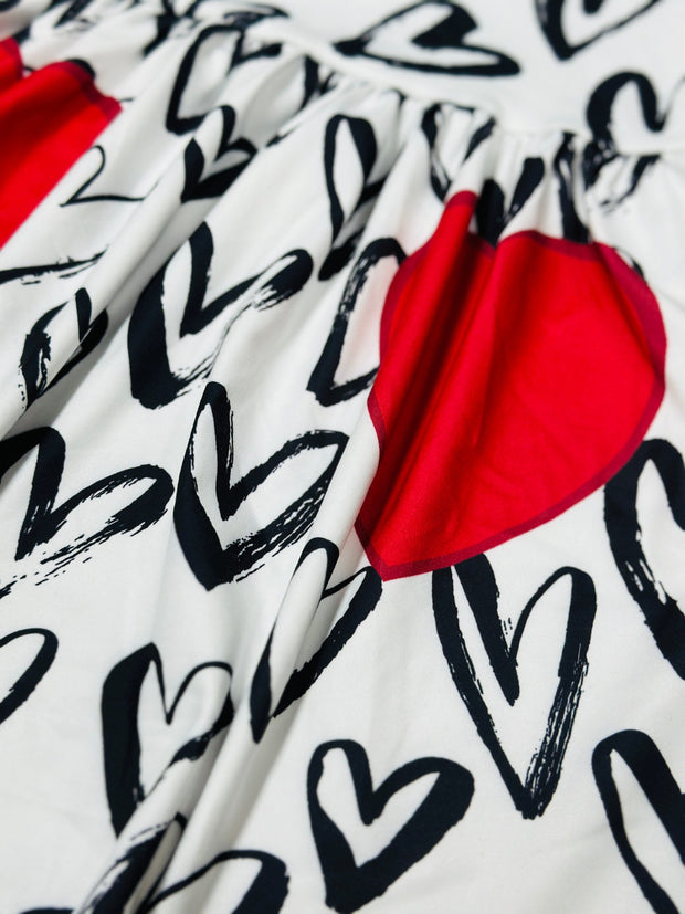 ILTEX Apparel Kids Clothing Valentine Heart Black & White Dress