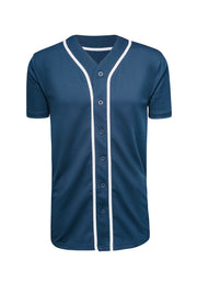 ILTEX Apparel Shirts & Tops Navy/White / Small Baseball Button Down Jersey Adult