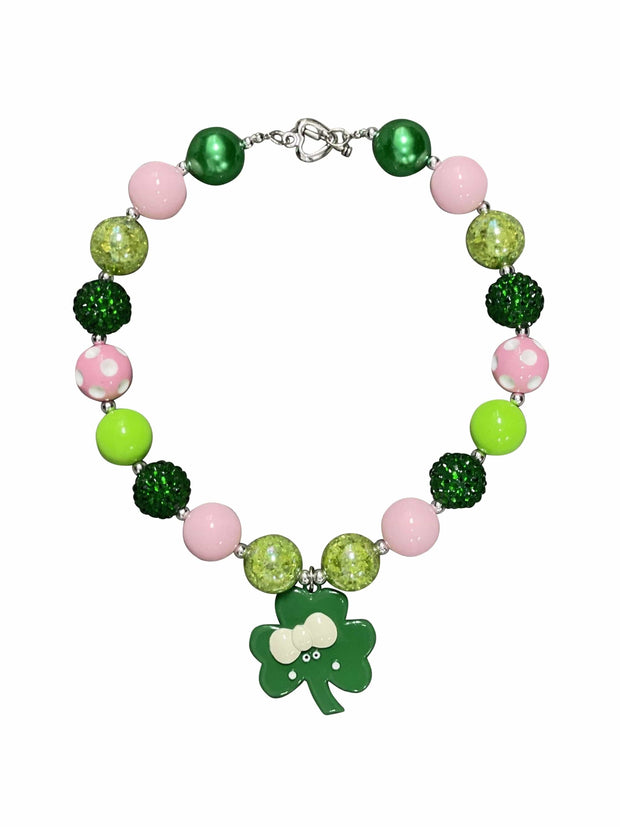 ILTEX Apparel Accessory Bubblegum Necklace - St. Patrick's Clover Green Pink