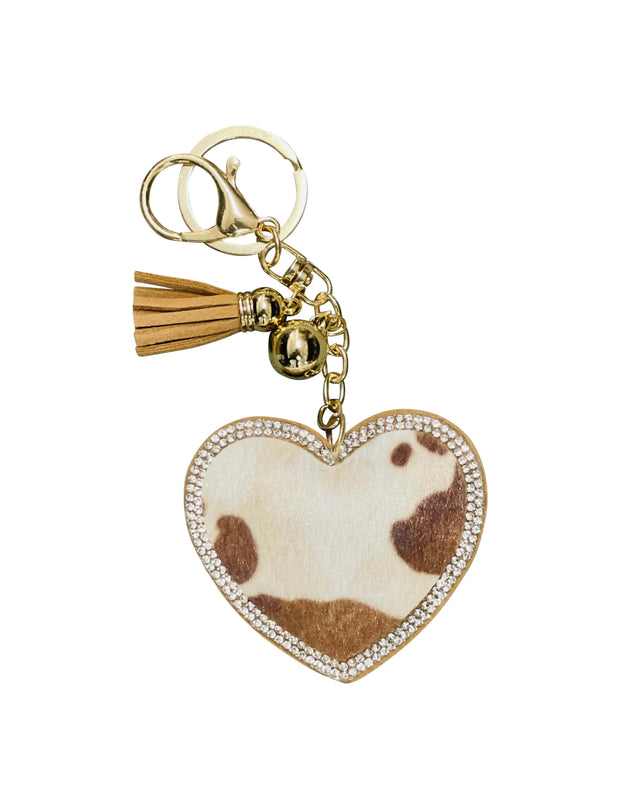ILTEX Apparel Accessory Keychain - Cow Brown Heart