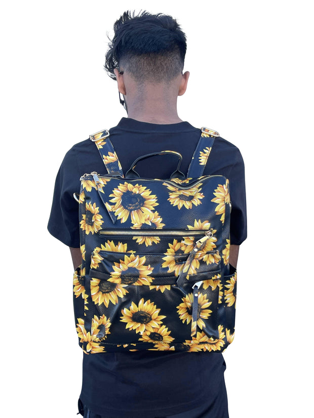 ILTEX Apparel Accessory Sunflower Black Leather Backpack