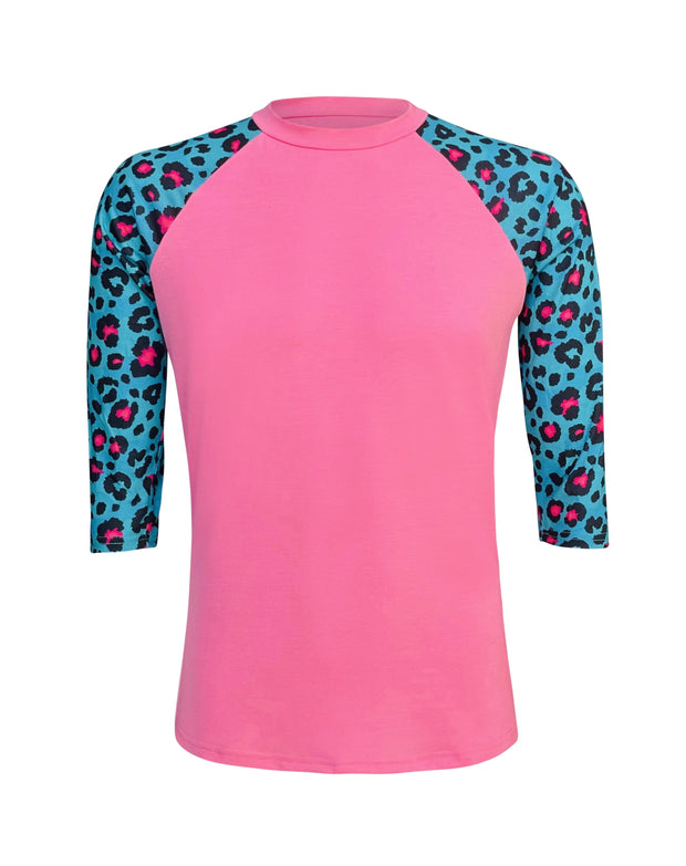 ILTEX Apparel Adult Clothing Cheetah Turquoise Pink Polyester Top