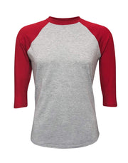 ILTEX Apparel Adult Clothing Gray/Red / Small Baseball Polyester Raglan Tee - Gray Body