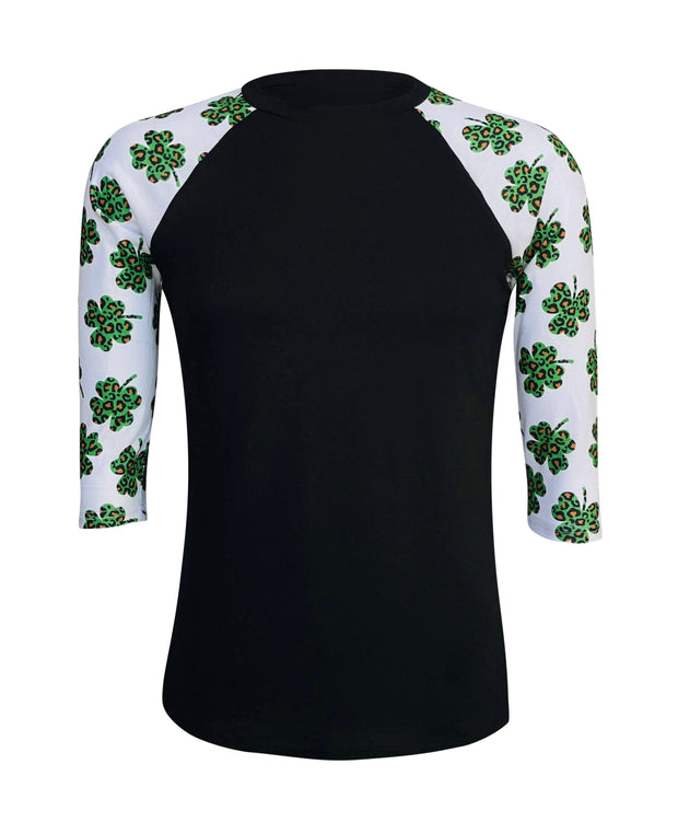 ILTEX Apparel Adult Clothing St. Patrick's Clover Cheetah Black Polyester Top
