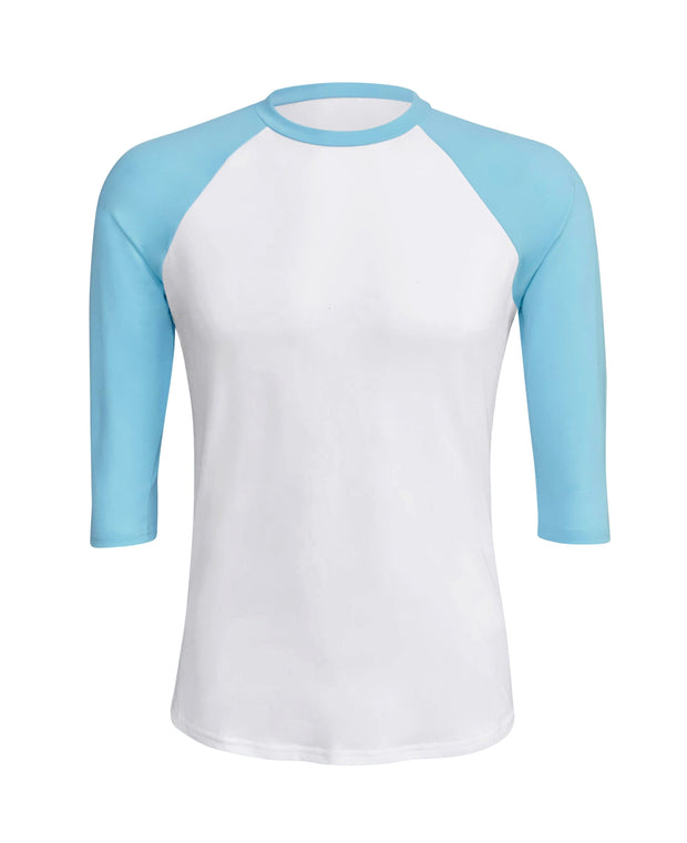 ILTEX Apparel Adult Clothing White/Light Blue / Small Baseball Polyester Raglan Tee - White Body