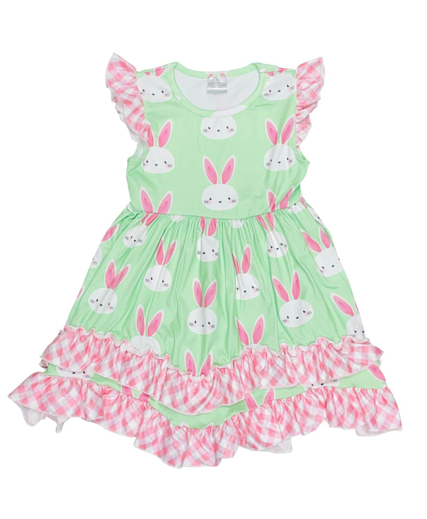 ILTEX Apparel Kids Clothing Easter Bunny Light Green Ruffle Dress