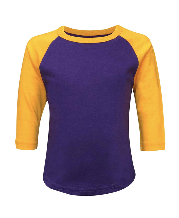 ILTEX Apparel Kids Clothing Kids Plain Raglan 3/4 T-Shirt - Purple Gold