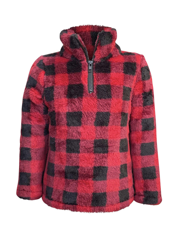 ILTEX Apparel Kids Clothing Sherpa Plaid Red Pullover Kids