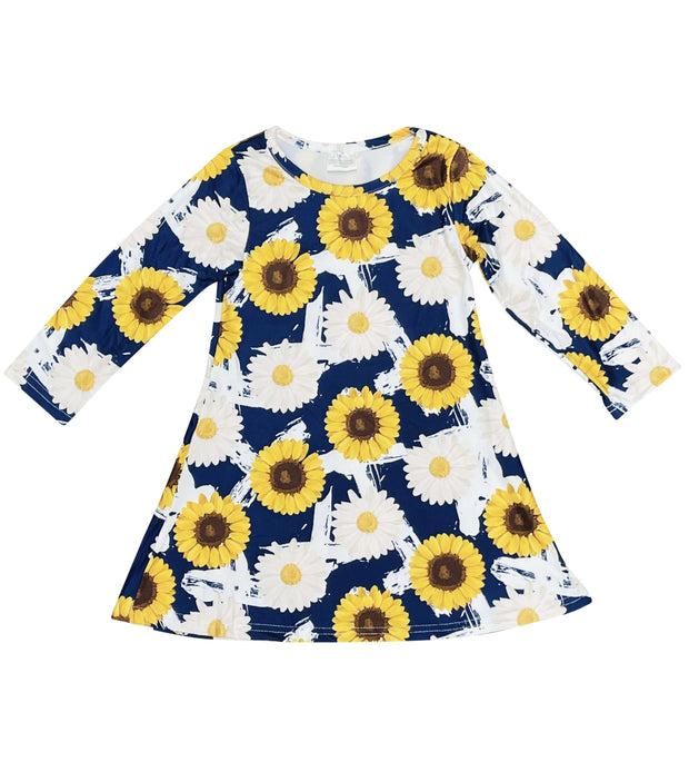 ILTEX Apparel Kids Clothing Sunflower Daisy Navy Dress Kids