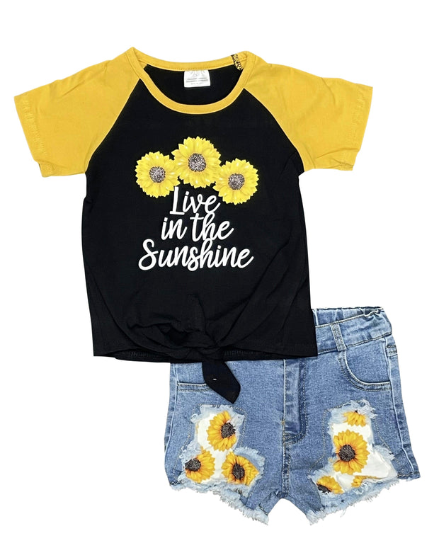 ILTEX Apparel Kids Clothing Sunflower 'Live in the Sunshine' Denim Outfit Kids