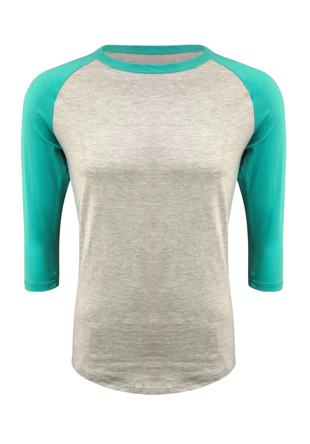 ILTEX Apparel Raglan 4X-Large / Gray/Tiffany Adult Plain Raglan 3/4 T-Shirt - Gray Body