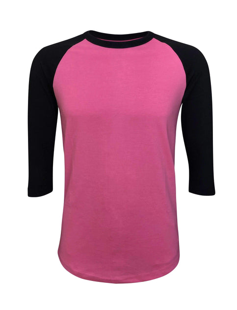 Adult Plain Raglan 3/4 T-Shirt - Black Body Large / Black/Red | ILTEX Apparel