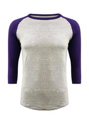ILTEX Apparel Raglan Small / Gray/Purple Adult Plain Raglan 3/4 T-Shirt - Gray Body