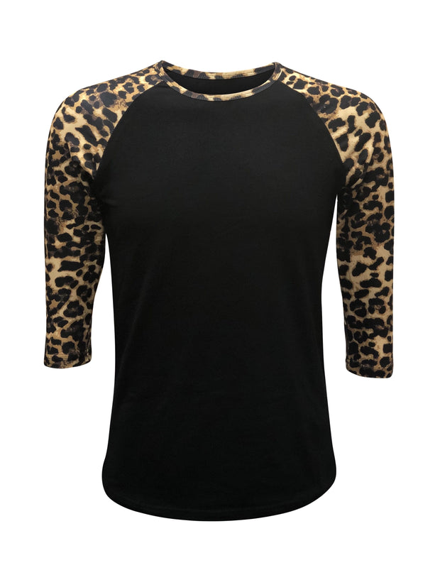 ILTEX Apparel Women's Clothing Cheetah Print Black Raglan