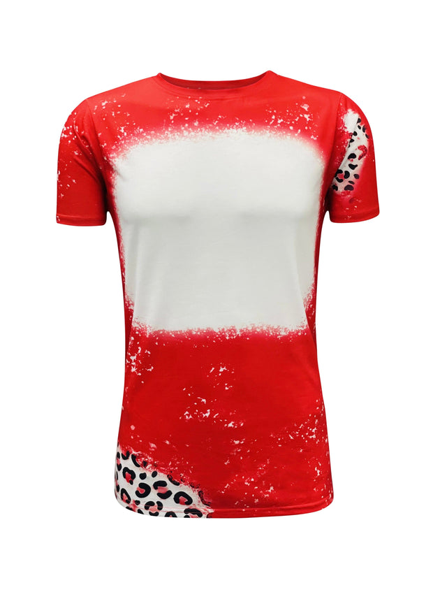 ILTEX Apparel Women's Clothing Cheetah Red Blank Faux Bleached Top