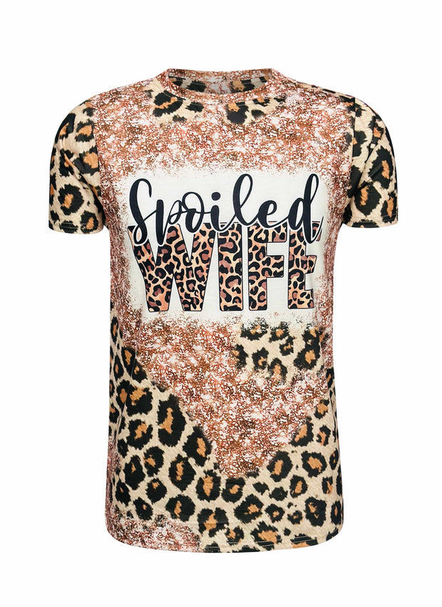 ILTEX Apparel Women's Clothing Cheetah 'Spoiled Wife' Faux Bleached Top