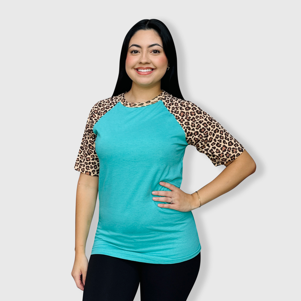 Cheetah Animal Print Short Sleeve Tiffany Top