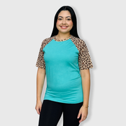 Cheetah Animal Print Short Sleeve Tiffany Top