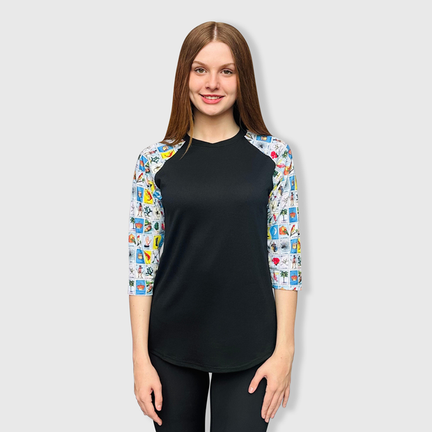 Loteria Mexican Black Polyester Top