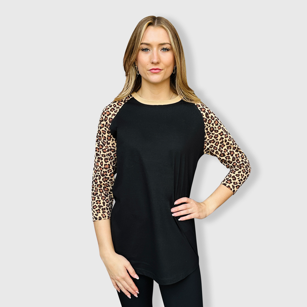 Cheetah Animal Print Black Top