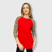 Cheetah Animal Print Red Top