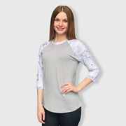 Marble Print Gray Polyester Top