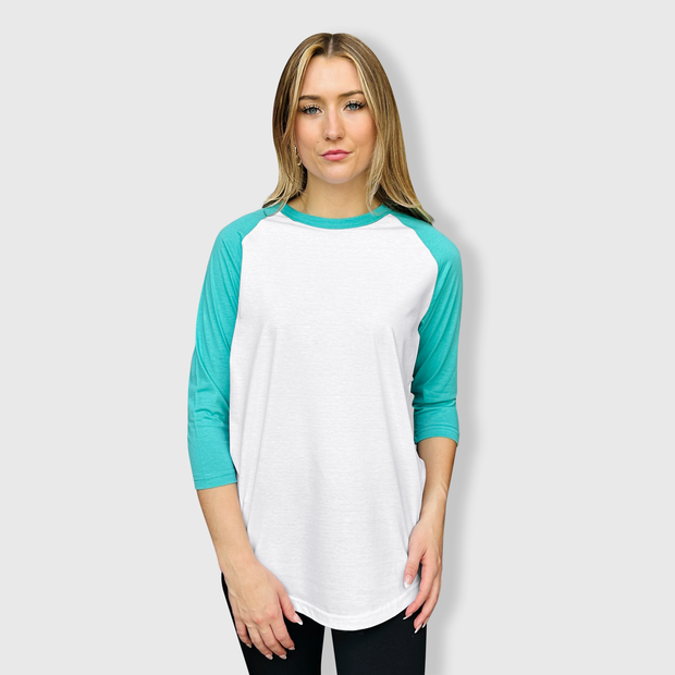 Adult Plain Raglan 3/4 T-Shirt - White Body