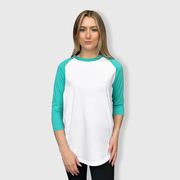 Adult Plain Raglan 3/4 T-Shirt - White Body