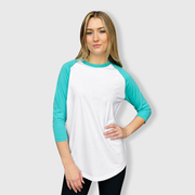 Adult Plain Raglan 3/4 T-Shirt - White Body