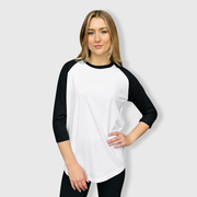 Adult Plain Raglan 3/4 T-Shirt - White Body