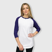 Adult Plain Raglan 3/4 T-Shirt - White Body