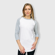 Adult Plain Raglan 3/4 T-Shirt - White Body