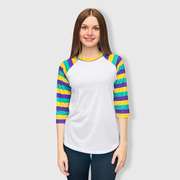 Mardi Gras Striped White Polyester Top