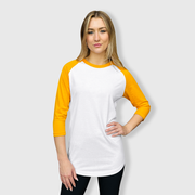 Adult Plain Raglan 3/4 T-Shirt - White Body