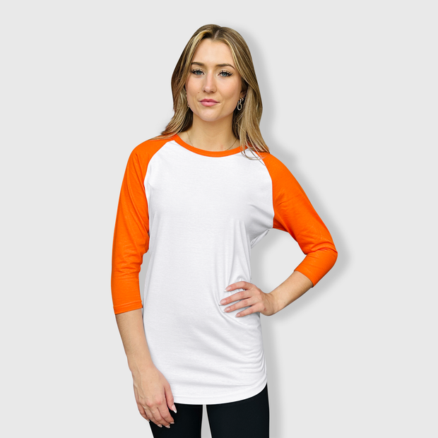 Adult Plain Raglan 3/4 T-Shirt - White Body