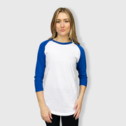 Adult Plain Raglan 3/4 T-Shirt - White Body