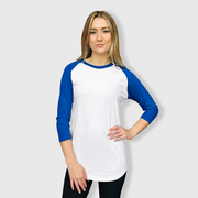 Adult Plain Raglan 3/4 T-Shirt - White Body