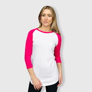 Adult Plain Raglan 3/4 T-Shirt - White Body