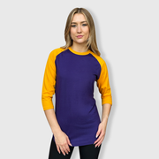 Adult Plain Raglan 3/4 T-Shirt - Purple Gold