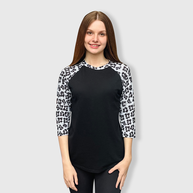 Cheetah Black Gray Polyester Top