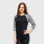 Cheetah Black Gray Polyester Top