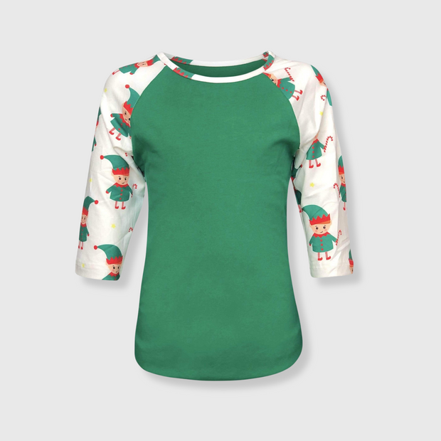 Elf Green Christmas Top Kids