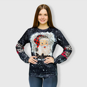 Santa Believe Black Long Sleeve Top